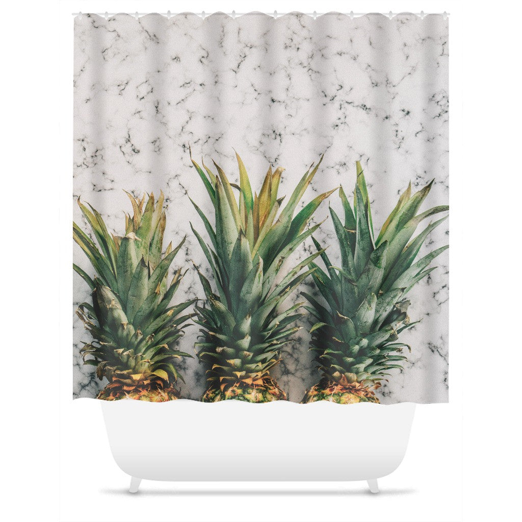 Pineapple & Marble Shower Curtain