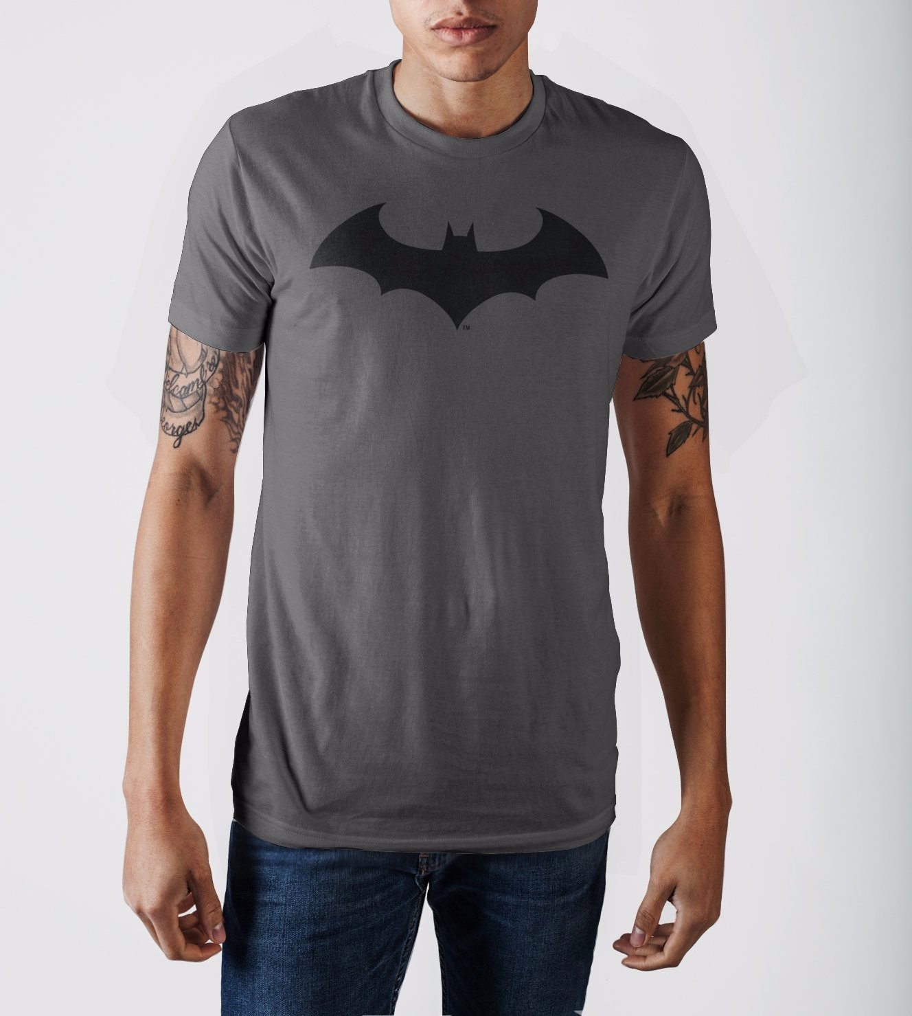 Batman Bat Fly Mens Charcoal T-Shirt